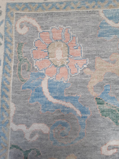 Handwoven Floral Wool Uşak Rug