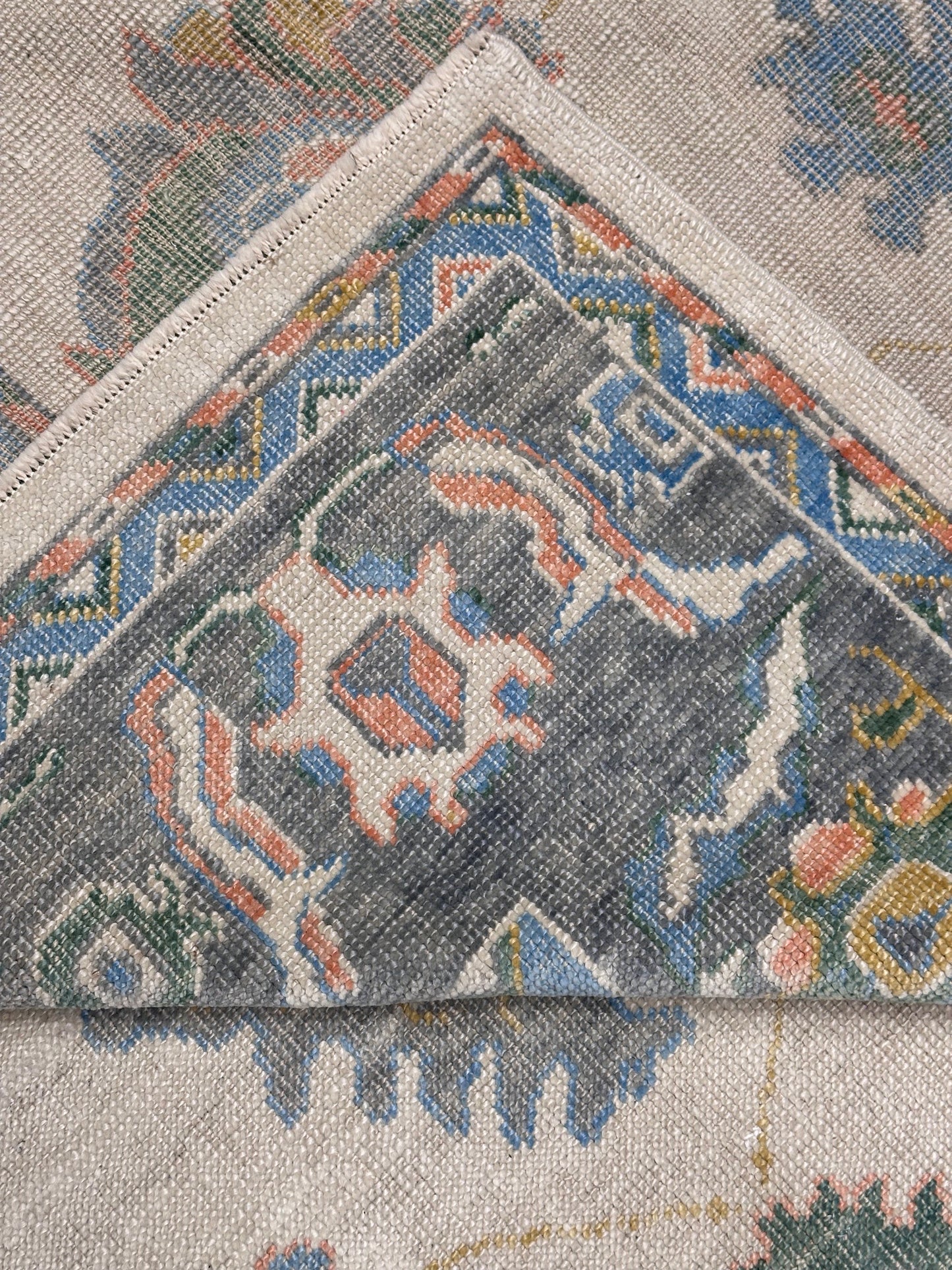 Handwoven Wool Anatolian Uşak Rug with Animal Figures