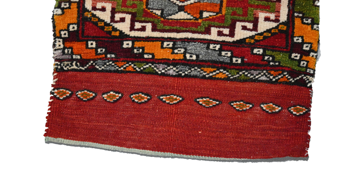 Red Handwoven Wool Anatolian Rug Pillow Cover